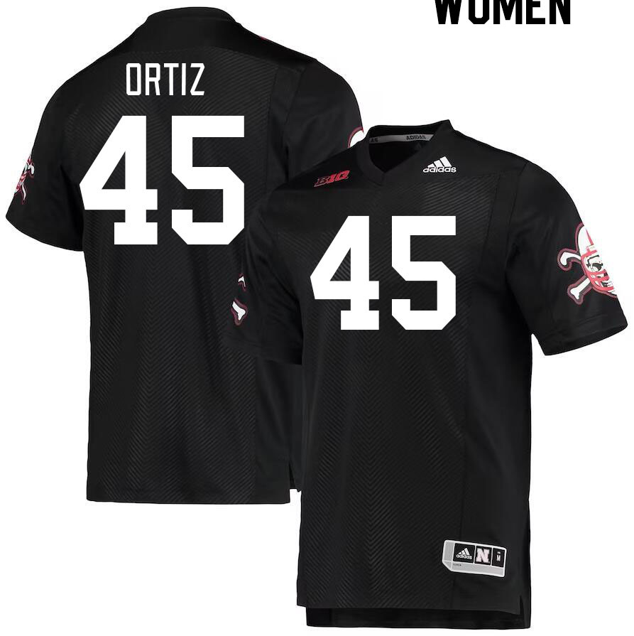 Women #45 Marco Ortiz Nebraska Cornhuskers College Football Jerseys Stitched Sale-Black